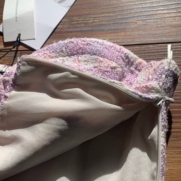 NWT Zara Womens X Small Tweed Bustier Crop Corset Top Pink Purple Plaid XS - Picture 5 of 9